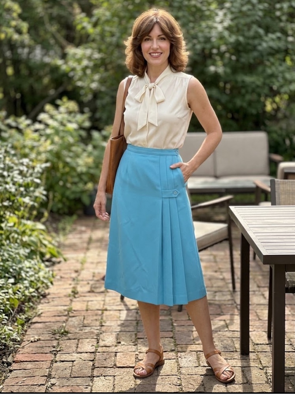 3D Fashions by Milton Wallace Teal Pleated A-Line Skirt - Women's small(6)